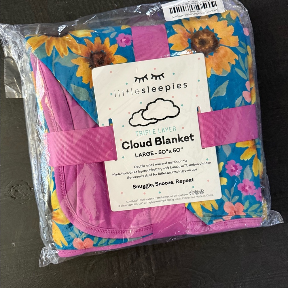Little Sleepies Triple Layer Cloud Blanket - sunflower Fields